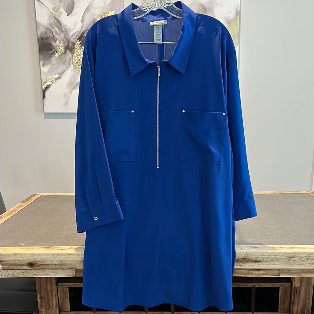 Catherines Blue Blouse with Zipper